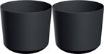 Prosperplast Pot Babylon - 2x - kunststof - buiten/binnen - gris anthracite - D12 x H12 cm