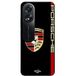 Maniacase Étui Oppo A58 PORSCHE logo rouge et or fond noir