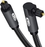 EMK 90 graden Toslink optische kabel 360 graden vrij roterende stekker glasvezelkabel S/PDIF Toslink mannelijk naar mannelijk kabel voor thuisbioscoop, soundbar, tv, PS4, Xbox, grijs (3,3 ft/1 m)