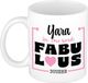 Bellatio Decorations Naam mok Yara - Lichtroze - Fabulous - Keramiek - 300 ml
