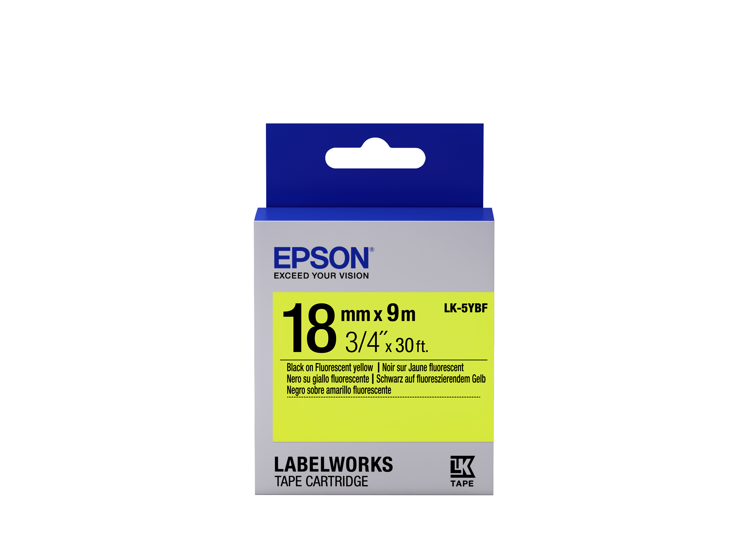 Epson Fluorescent Tape - LK-5YBF Fluor Blk/Yell 18/9