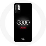 Maniacase Hoesje voor Xiaomi Redmi Note 10 5G Audi Logo Metal zwarte achtergrond