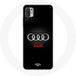 Maniacase Hoesje voor Xiaomi Redmi Note 10 5G Audi Logo Metal zwarte achtergrond
