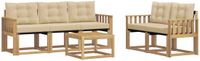 vidaXL - Bank loungeset - 5 zitplekken - Wit en Beige - Acacia hout