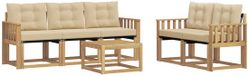 vidaXL - Salon d'angle - 5 places assises - Blanc et Beige - Bois d'acacia