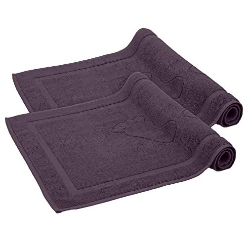 Komfortec Badmatset 2-delig, badstof douchegordijn, wasbare douchemat en badtapijt, 800 g/m² en 100% katoen, absorberend en sneldrogend, 50 x 80 cm, violet