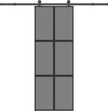 vidaXL Schuifdeur met beslag 76x205 cm gehard glas en aluminium