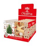 Cereria Di Giorgio - Display met 6 rendierkaarsen en 6 kaarsen in de vorm van een kerstboom - honing-kaneelgeur - versierd etui - handgemaakt
