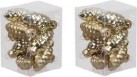 Merkloos / Sans marque Othmar Decorations Bv 24x Dennenappel kersthangers/kerstballen goud van glas - 6 cm - mat/glans - Kerstboomversiering