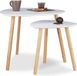 Merkloos Relaxdays bijzettafel, set van 2, Scandinavisch design, bamboe, wit