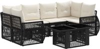 vidaXL Tuinbank Set Zwart en Crème Wit Polyrattan