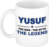 Bellatio Decorations Naam cadeau Yusuf - The man, The myth the legend koffie mok / beker 300 ml
