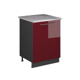 Vicco Keukenonderkast Fame-Line, Bordeauxrode hoogglans/Antraciet, 60 cm 1 deur met werkblad