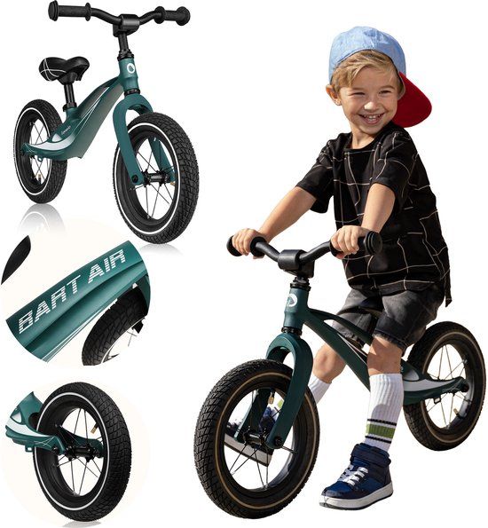 Lionelo Bart Air Loopfiets - Groen - 2-5 jaar - 30kg - 12 inch wielen