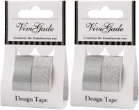 Creativ Company B.V. Set de ruban washi - argent pailleté - 4 rouleaux