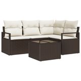 vidaXL Bankstel 5-delig Bruin en Crème Polyrattan