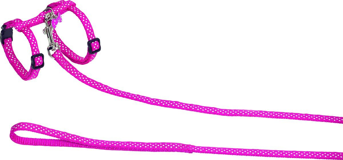 Nobby tuig met lijn dots roze 30-35 x 1 + 60-120 cm - 1 ST