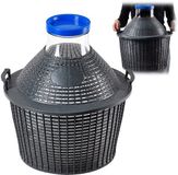 KADAX Glazen ballon, fermentatieballon met kunststof mand, brede opening, rubberen stop, wijnballon, glazen gistballon, fles, glazen fles, gallon, gistingscontainer, gastenrijmer (25 liter)