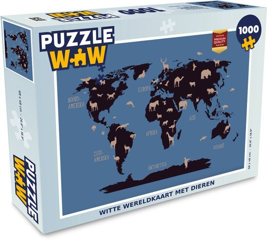 MuchoWow Puzzel Wereldkaart - Dieren - Bruin - Legpuzzel - Puzzel 1000 stukjes volwassenen