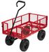 Merkloos Bolderkar Rood - Stalen gaasbak - Luchtbanden - Max. 400 kg