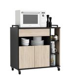 hot-stock Demeyere Indus Desserte met 2 deuren, 4 planken, 1 magnetronplank, hout, ruw eiken/zwart