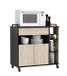 hot-stock Demeyere Indus Desserte met 2 deuren, 4 planken, 1 magnetronplank, hout, ruw eiken/zwart