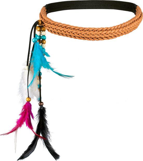 Boland Hoofdband Festival - Hippie & Flower Power - Unisex - Bruin/Blauw - Polyester