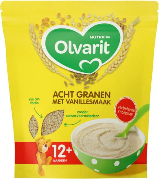 Olvarit - Granenpap Acht Granen - Vanillesmaak - 12+M - 200gr