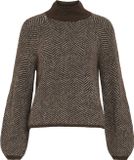 Vila Trui Vilory High Neck L/s Knit Top - Noo 14094181 Coffee Bean/eggnog Mel Dames Maat - XL