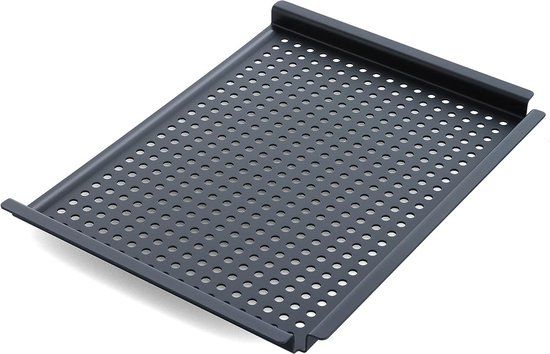 ’merkloos’ BBQ grillplaat van koolstofstaal - 29 x 51 cm - Zwart