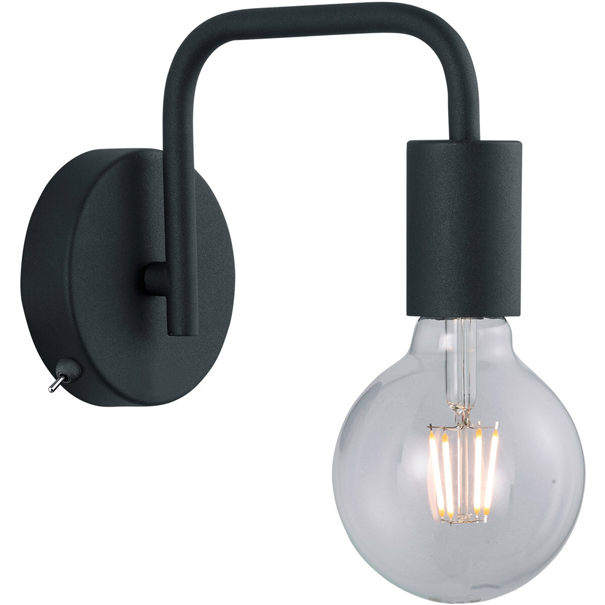 BES LED LED Wandlamp - Wandverlichting - Trion Dolla - E27 Fitting - Rond - Mat Zwart - Aluminium
