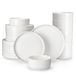 MALACASA set de table en porcelaine de 24 pièces, blanc crème