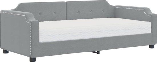 vidaXL Slaapbank met matras 90x200 cm stof lichtgrijs