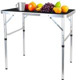 Relaxdays campingtafel hoogte verstelbaar - 70x75x55 cm - met handvat - inklapbaar - zwart