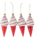 HBX natural living Décoration suspendue de Noël en forme de cône de glace, set de 4 pièces, rouge, plastique