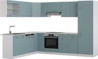Vicco Hoekkeuken R-Line, Blauw-grijs/Wit, 287 x 227 cm zonder werkblad