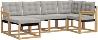 vidaXL Hoek loungeset 6 zitplaatsen Wit en lichtgrijs Acacia hout