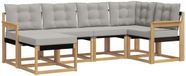 vidaXL Hoek loungeset 6 zitplaatsen Wit en lichtgrijs Acacia hout