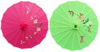 Merkloos Aziatische Chinese decoratie paraplu - fuchsia / lichtgroen - 41 cm - D56 cm - sfeer thema - nylon
