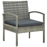 VidaXL Tuinstoel met kussen, polyrattan, staal, grijs