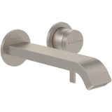 Villeroy & Boch Dawn wastafeluitloop set - zonder pop up - wandmontage afbouwdeel - Brushed Nickel (rvs) TVZ10600300064