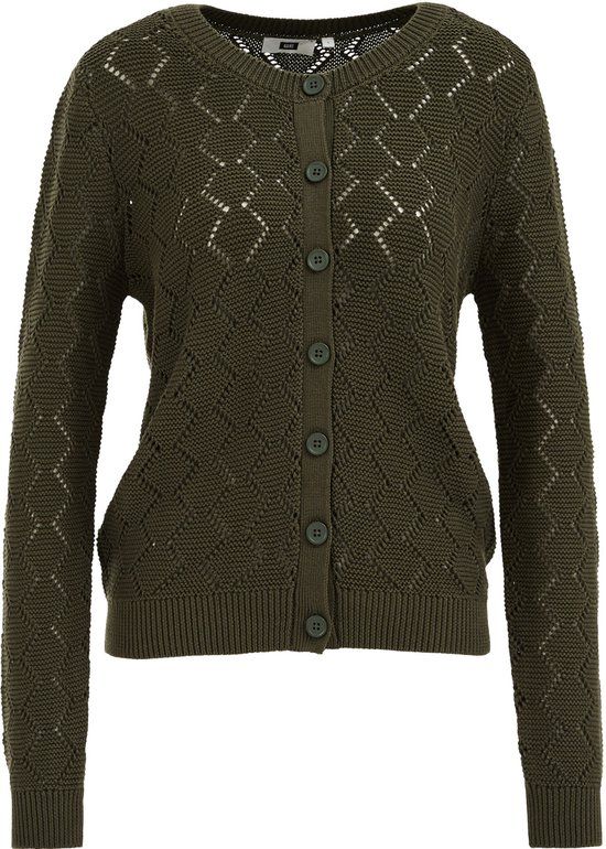 WE Fashion Dames gebreid vest met opengewerkte structuur
