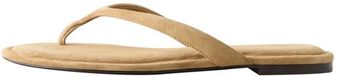 Next - Dames - Forever Comfort® leren teenslipper met ronde neus - Bruin