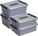 Sunware Boîtes de rangement - set 4x pièces - 10 et 15 litres - plastique gris - avec couvercle