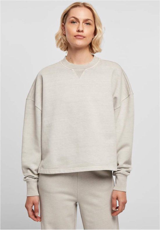 Urban Classics Heavy Terry Garment Dye Crewneck Sweater - Grijs - L - Dames