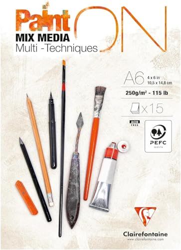 Clairefontaine 960060C PaintON Multi-technieken A6 10,5x14,8 cm 250g - 15 Vellen Wit