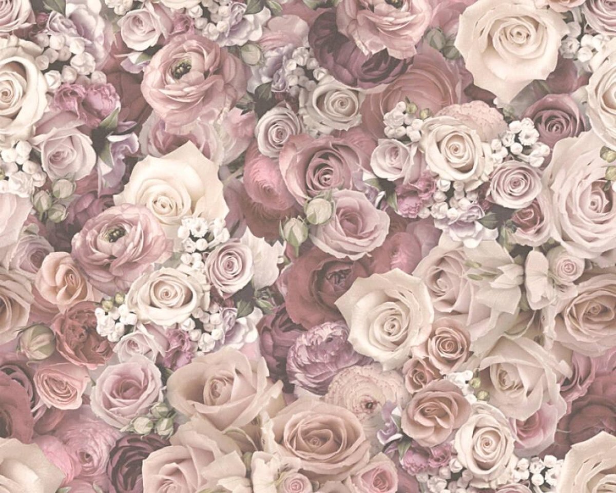 A.S. Création PRACHTIGE ROZEN BEHANG - Creme Oud-roze - AS Creation Urban Flowers