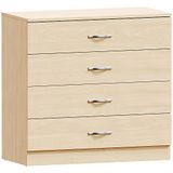 Vida Designs Riano Commode met 4 laden, handgrepen en geleiders van metaal, ladehouder tegen doorhangen voor slaapkamer, kinderkamer, grenen