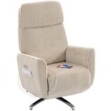 Homcom Elektrische Relaxfauteuil met Sta-op functie, Stof, Metaal, Cremewit