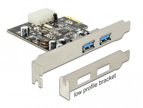 Delock PCIe USB 3.0 Kaart – USB Uitbreidingskaart – 2x USB-A – 5 Gbit/s – Extra voeding – PCI Express x1